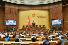 Dưới sự điều hành của Phó Chủ tịch Quốc hội Nguyễn Đức Hải, Quốc hội họp phiên toàn thể ở hội trường, thảo luận về dự án Luật Đầu tư công (sửa đổi).