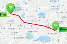 Bản đồ chi tiết 2,2 km Hoàng Cầu - Voi Phục chuẩn bị được thi công mở rộng. Ảnh: Google Maps.