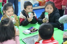 Giờ uống sữa học đường đang dần trở thành một thói quen và niềm yêu thích của trẻ