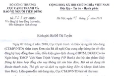 Văn bản trả lời bà Đỗ Thị Tuyến của Cục Cạnh tranh và Bảo vệ người tiêu dùng