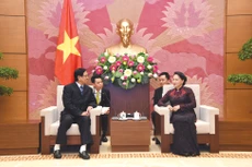 Chủ tịch Quốc hội Nguyễn Thị Kim Ngân tiếp Phó Chủ tịch Quốc hội Myanmar Aye Thar Aung. Ảnh: Vũ Lâm Hiển
