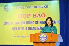 Bà Nguyễn Thị Hương, Tổng cục trưởng Tổng cục Thống kê (Bộ Kế hoạch và Đầu tư) công bố số liệu thống kê kinh tế - xã hội quý III và 9 tháng năm 2024