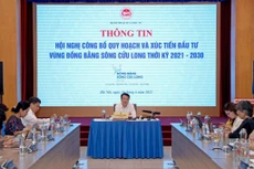 Thứ trưởng Bộ Kế hoạch và Đầu tư Trần Quốc Phương thông tin về Hội nghị công bố quy hoạch và xúc tiến đầu tư vùng Đồng bằng sông Cửu Long thời kỳ 2021 - 2030 (Ảnh: MPI)