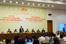 Buổi họp báo về dự kiến Chương trình Kỳ họp thứ 8, Quốc hội khóa XV (Ảnh: Hải Bình)