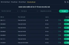 Danh sách biển số chờ đấu giá