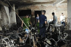 Hiện trường vụ cháy chung cư mini tại quận Thanh Xuân