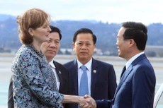Lễ đón Chủ tịch nước Võ Văn Thưởng và Phu nhân tại Sân bay Quốc tế San Francisco. Ảnh: TTXVN