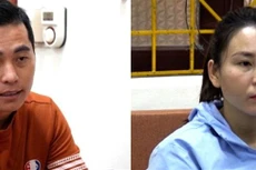 Nông Văn Âu và Nguyễn Thị Vinh tại cơ quan Công an.