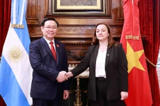 Chủ tịch Quốc hội Vương Đình Huệ và Chủ tịch Hạ viện Argentina Cecilia Moreau. Ảnh: TTXVN