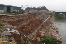 Khu vực sự cố sạt lở kè Xâm Thị (huyện Thường Tín, Hà Nội)