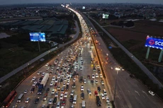 Khoảng 17h ngày 3/2 (mùng 3 Tết), cao tốc Pháp Vân - Cầu Giẽ đoạn qua trạm thu phí Pháp Vân xảy ra ùn tắc gần 2 km