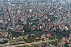 Hình ảnh từ trên cao khu vực hồ câu Xuân Quế và Sơn Thủy, phường Ngọc Thụy. (Nguồn: An ninh Thủ đô)