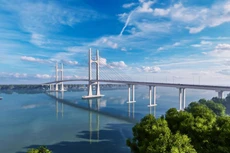 Bên mời thầu vừa công bố kết quả lựa chọn nhà thầu 2 gói thầu thuộc Dự án Đầu tư xây dựng công trình cầu Rạch Miễu 2. Phối cảnh cầu Rạch Miễu 2 khi hoàn thành. Ảnh: Ban quản lý dự án Mỹ Thuận
