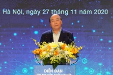 Thủ tướng Nguyễn Xuân Phúc phát biểu tại Diễn đàn Thanh niên khởi nghiệp 2020 - Ảnh: VGP/Quang Hiếu