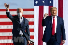 Tổng thống Mỹ Donald Trump (phải) tại cuộc vận động tranh cử ở bang Bắc Carolina ngày 21/10/2020 và ứng cử viên Tổng thống Mỹ của đảng Dân chủ Joe Biden (trái) tại cuộc vận động tranh cử ở bang Pennsylvania ngày 24/10/2020. (Nguồn: AFP/TTXVN)