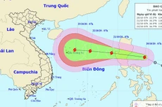 Vị trí và hướng di chuyển của bão Saudel. (Ảnh: NCHMF).