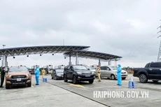 Chốt kiểm soát phòng, chống dịch COVID-19 liên ngành của thành phố tại phía sau Trạm thu phí đường cao tốc Hà Nội-Hải Phòng. Nguồn: haiphong.gov.vn