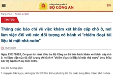 Khởi tố vụ án 'chiếm đoạt tài liệu bí mật nhà nước'
