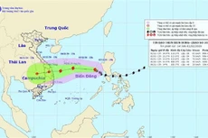 Bản đồ đường đi của Bão số 10 trên biển Đông. Nguồn: TTXVN phát