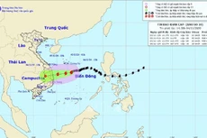 Bản đồ đường đi của bão số 10 trên Biển Đông. Ảnh: TTXVN phát
