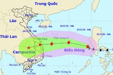 Vị trí và hướng di chuyển của bão số 10. Ảnh: NCHMF.