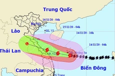 Vị trí và hướng di chuyển của bão số 13. Ảnh: NCHMF
