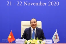 Thủ tướng Nguyễn Xuân Phúc phát biểu tại Hội nghị thượng đỉnh G20 trực tuyến. Ảnh: TTXVN