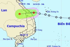 Vị trí và hướng di chuyển của áp thấp nhiệt đới. (Ảnh: NCHMF).