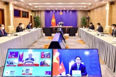 Thủ tướng Chính phủ Phạm Minh Chính tham dự Hội nghị Thượng đỉnh Hợp tác Tiểu vùng Mê Công mở rộng (GMS) lần thứ 7 theo hình thức trực tuyến. Ảnh: Quý Bắc