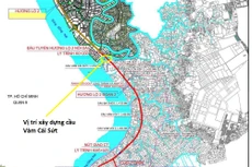 Vị trí xây dựng cầu Vàm Cái Sứt trên tuyến Hương lộ 2 (đoạn trong vòng tròn bôi vàng)