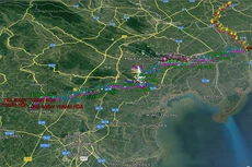 Hướng tuyến (màu hồng) Dự án Đường dây 500kV mạch 3 đoạn NMNĐ Nam Định - Thanh Hóa