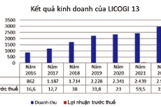 Nguồn: Báo cáo tài chính hợp nhất của LICOGI 13, đơn vị tính: tỷ đồng