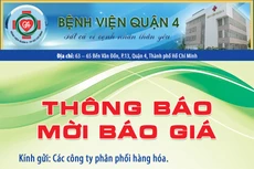 Bệnh viện Quận 4 thông báo mời báo giá