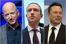 Ba tỷ phú giàu nhất thế giới, từ trái qua phải gồm Jeff Bezos, Zuckerberg và Elon Musk. (Nguồn: Straits Times)