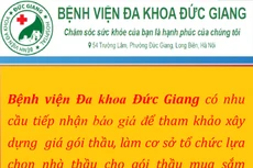 Bệnh viện Đa khoa Đức Giang thông báo mời chào giá trang thiết bị y tế