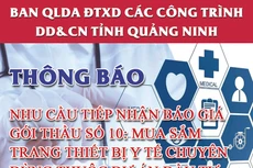 Ban QLDA ĐTXD các công trình dân dụng và công nghiệp tỉnh Quảng Ninh mời báo giá