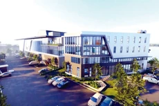 Công ty TNHH Xây dựng Phát triển Miền Nam là nhà thầu thi công xây lắp khối nhà hát thuộc Dự án Nhà hát tỉnh An Giang. Ảnh: Trần Ngọc