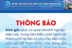 Trung tâm Kiểm soát bệnh tật thành phố Hà Nội mời báo giá
