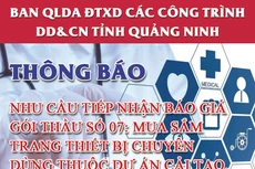 Ban QLDA ĐTXD các công trình dân dụng và công nghiệp tỉnh Quảng Ninh mời báo giá