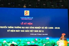 PGS.TS Trần Đức Quý -Hiệu trưởng trường Đại học Công nghiệp Hà Nội phát biểu tại Lễ kỷ niệm 120 năm Ngày truyền thống Nhà trường. Ảnh: Hoàng Việt