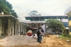 Hiện trạng mặt bằng của Trung tâm Y tế huyện Trùng Khánh đang có nhà thầu thi công xây dựng, cải tạo (Ảnh nhà thầu cung cấp)