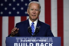 Ứng viên tranh cử Tổng thống Mỹ của đảng Dân chủ Joe Biden phát biểu tại một sự kiện ở Wilmington, Delaware (Mỹ) ngày 14/7/2020. Ảnh: AFP/TTXVN