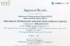 Công ty TNHH Công nghệ và Giải pháp CMC Sài Gòn đạt chứng chỉ quốc tế CMMI