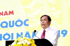 Bí thư TƯ Đảng, Chủ tịch UBTƯ MTTQ Việt Nam Trần Thanh Mẫn phát biểu chỉ đạo Hội nghị. Ảnh: Diệp Anh