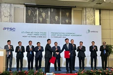 Lễ công bố thỏa thuận hợp tác phát triển chung giữa PTSC và Sembcorp có sự chứng kiến của Thủ tướng Chính phủ và đại diện cấp cao của Việt Nam và Singapore (Ảnh: PVN)