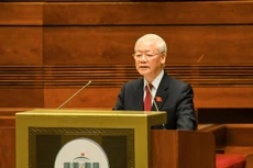 Tổng Bí thư Nguyễn Phú Trọng phát biểu tại phiên khai mạc Kỳ họp thứ nhất, Quốc hội khóa XV sáng ngày 20/7, tại Hà Nội. Ảnh: QH