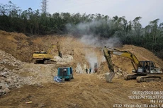 Một góc công trường thi công Dự án Trạm biến áp 220kV Vũng Áng và đấu nối (ảnh: EVNNPT)