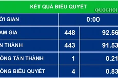 Kết quả biểu quyết. Ảnh quochoi.vn