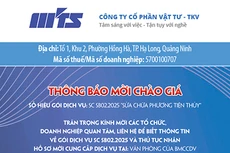 Công ty Cổ phần Vật tư - TKV thông báo mời chào giá