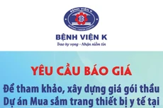 Bệnh viện K thông báo yêu cầu báo giá